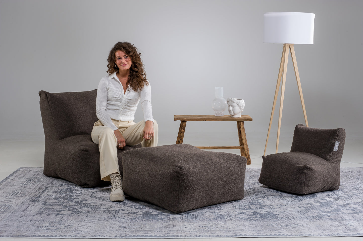 Laui Lounge™ - Retro Square Pouf Dark Brown