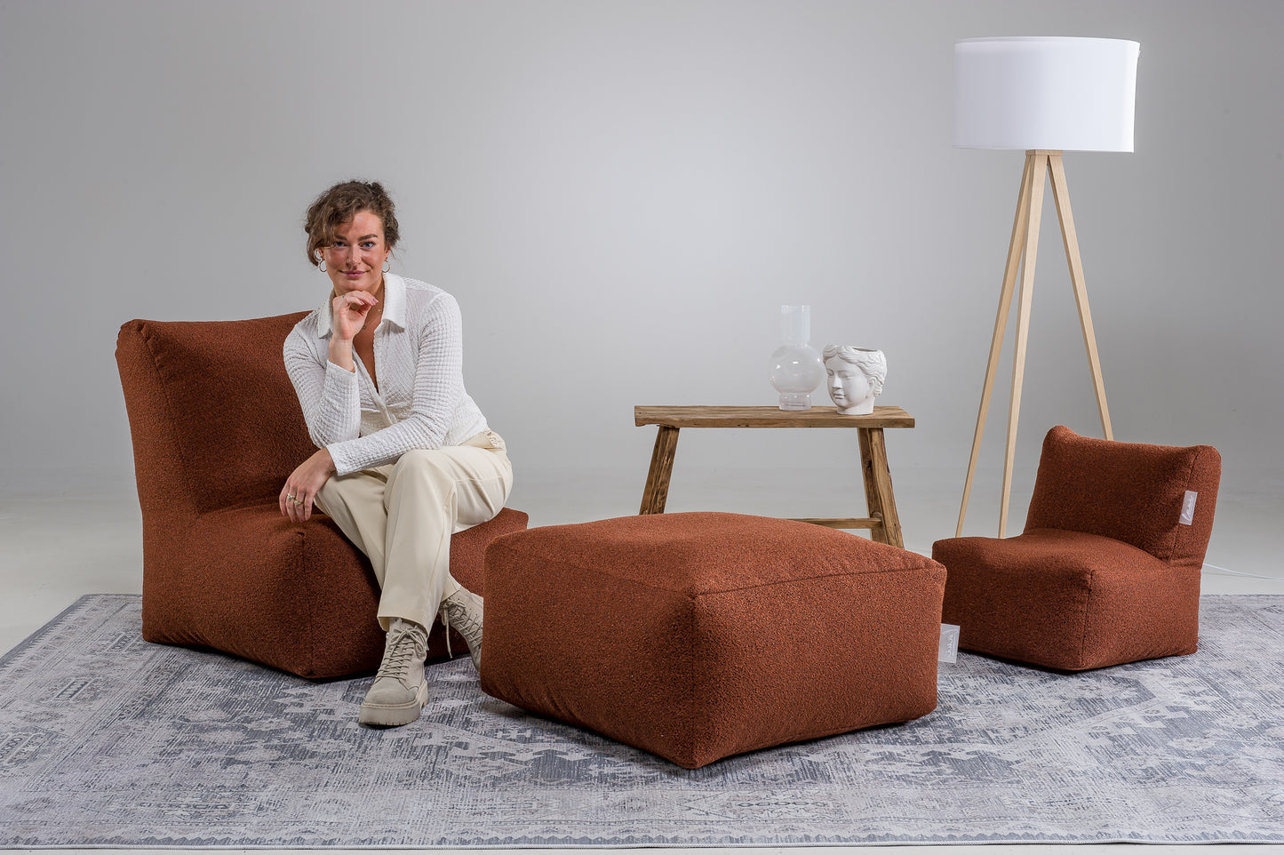 Laui Lounge™ - Retro Square Pouf Hazel