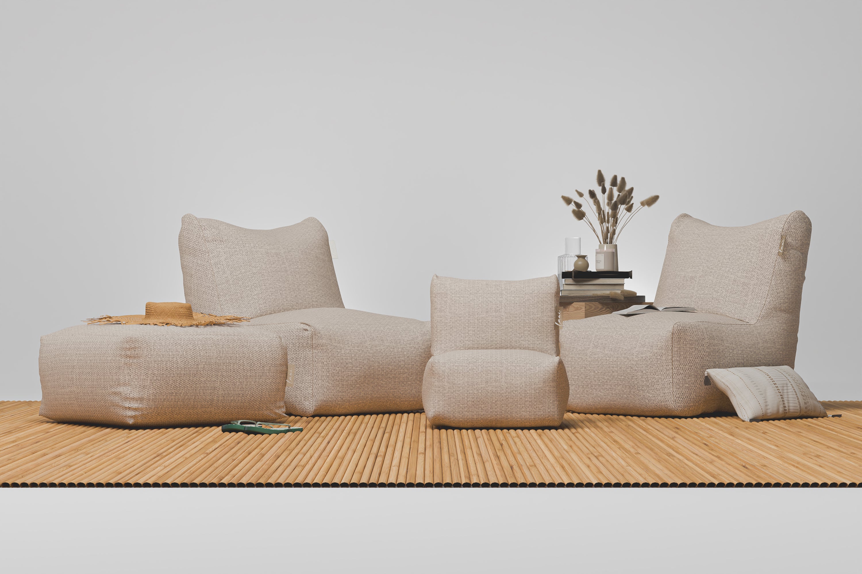 Laui Lounge™ - Pouf Carré Boho Beige