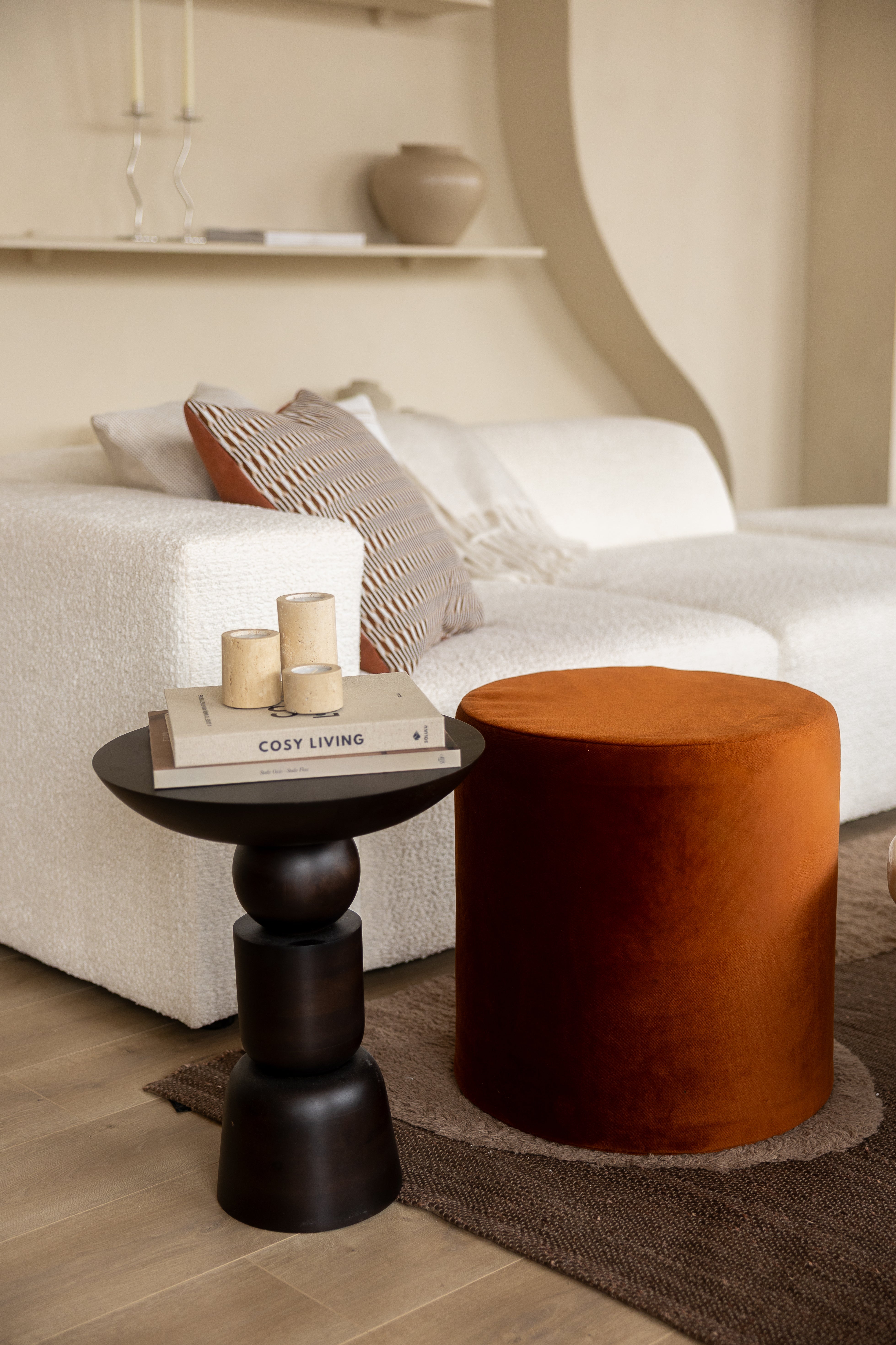 Laui Lounge™ - Indoor Pouf Velvet Copper - Ø44x46cm
