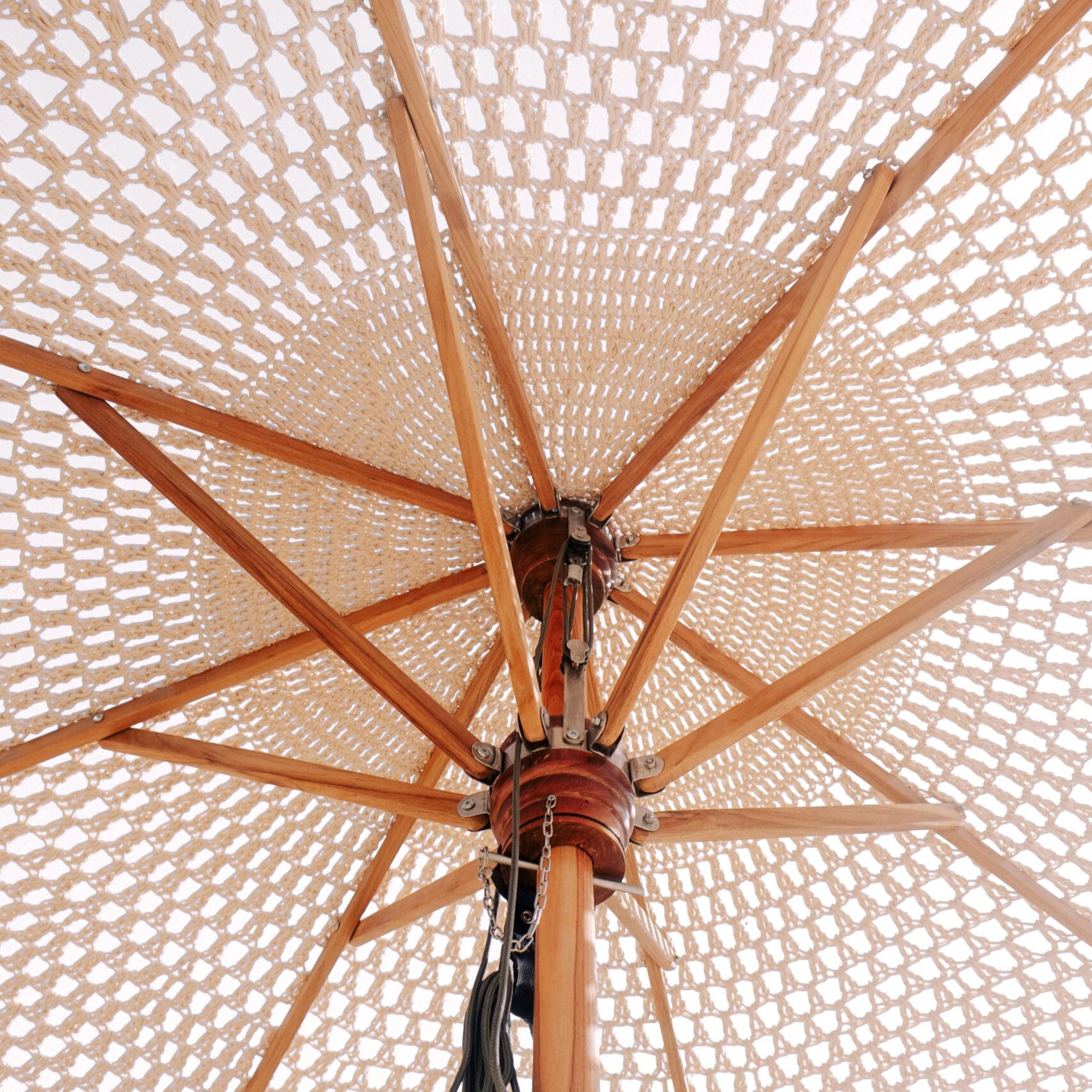 Laui Lounge™ - Handgeknoopte Parasol Brisa - Fringe crème - ø 250 cm