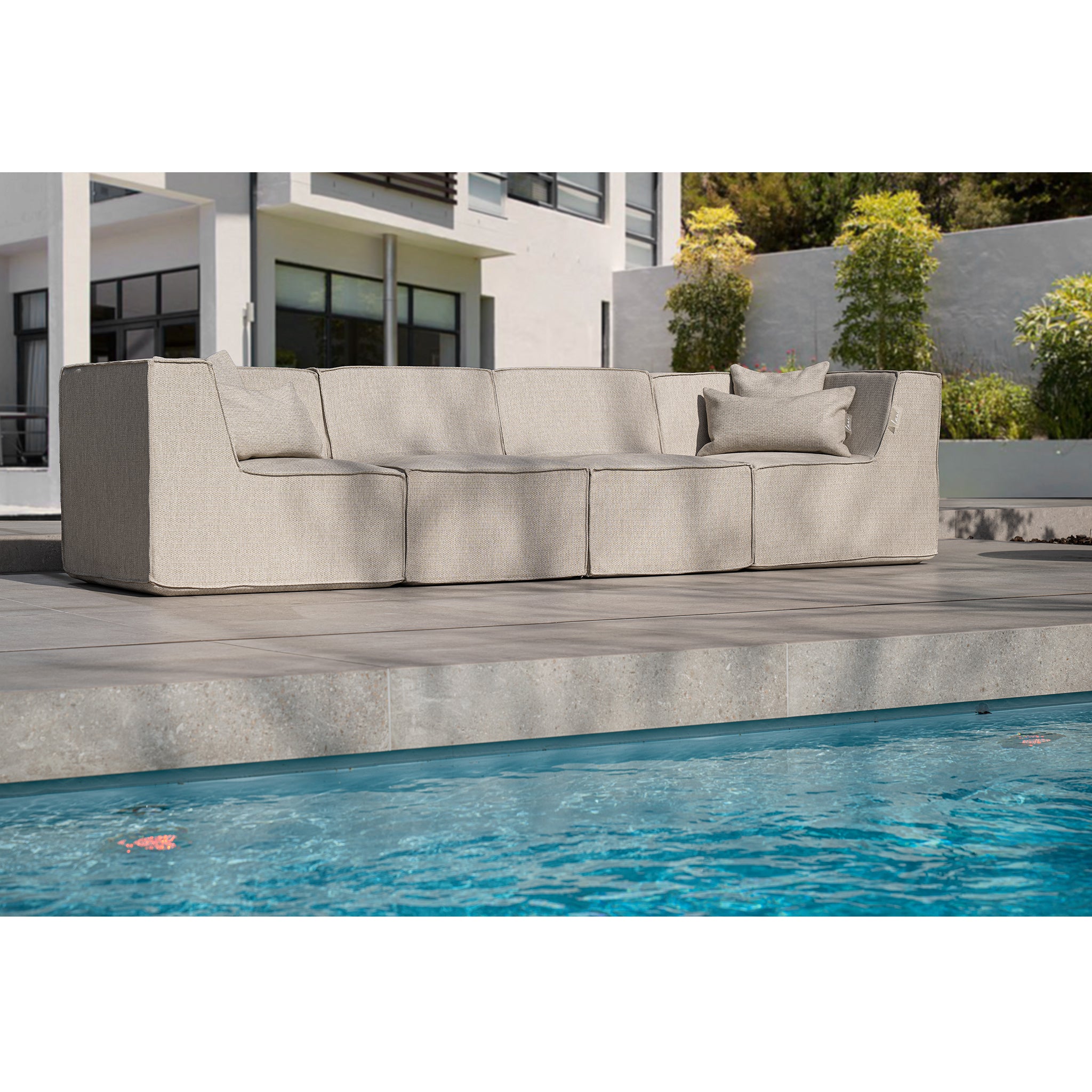 Laui Lounge™ - Fixed Round Pouf 68 - Boho Taupe