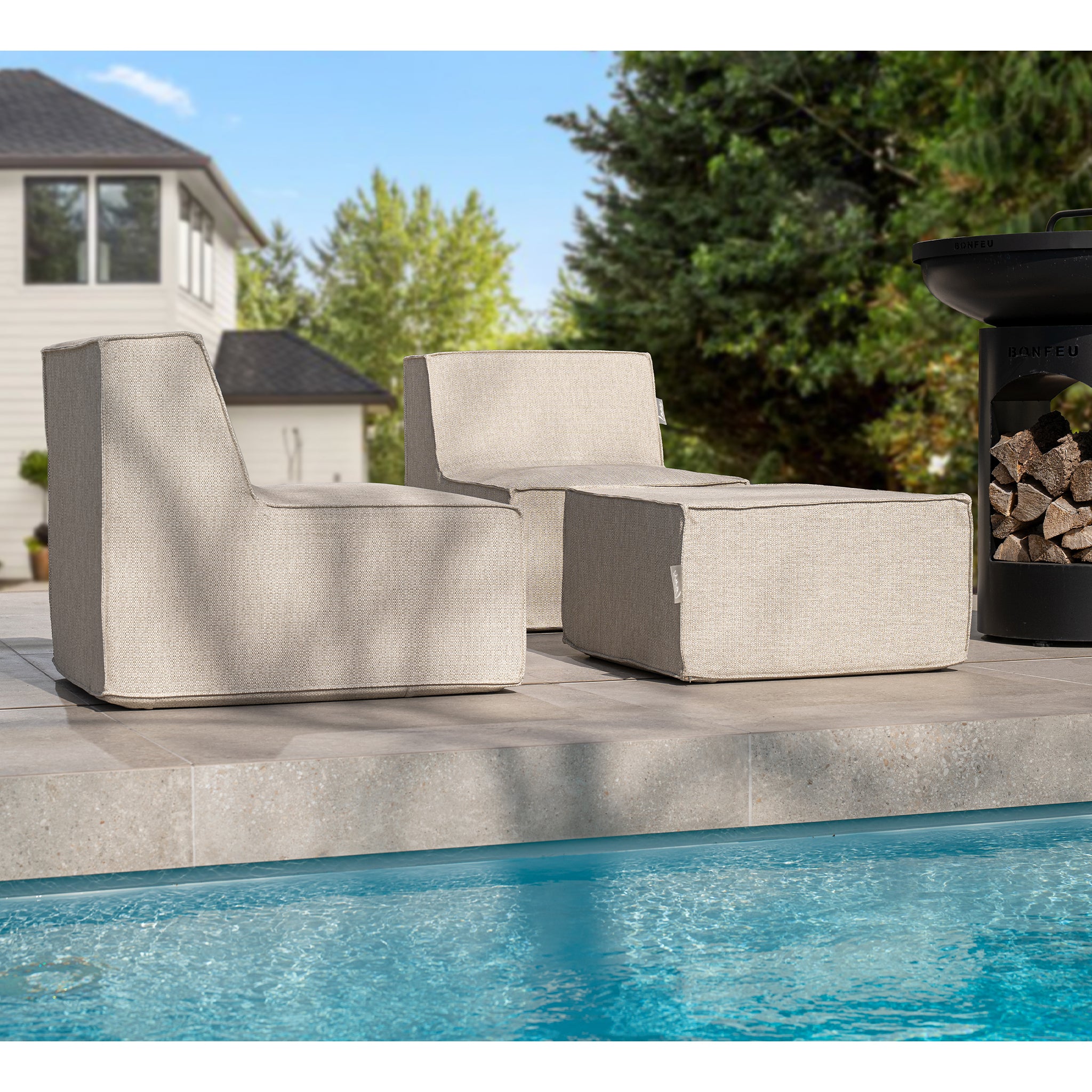 Laui Lounge™ - Fixed Round Pouf 68 - Boho Taupe