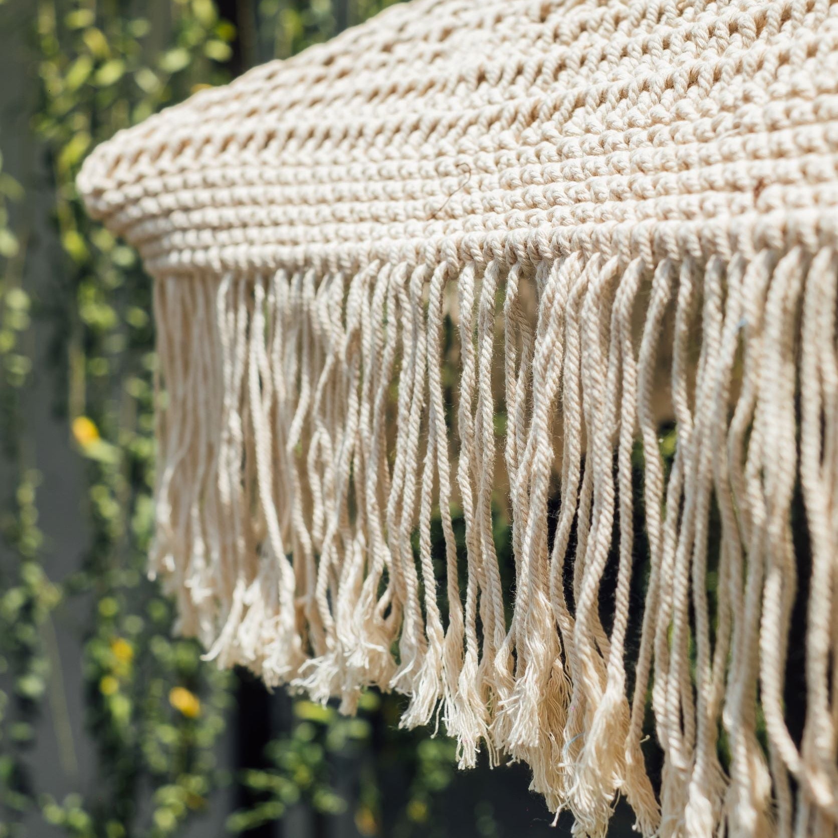Laui Lounge™ - Handgeknoopte Parasol Brisa - Fringe crème - ø 250 cm