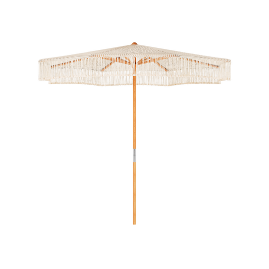Laui Lounge™ - Handgeknoopte Parasol Brisa - Fringe crème - ø 250 cm